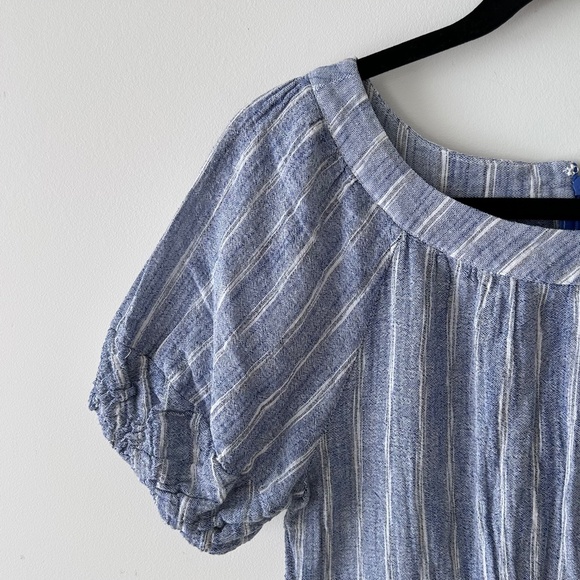 Calvin Klein 100% Cotton Blue & White Striped Short Sleeve Maxi Dress - Picture 4 of 16